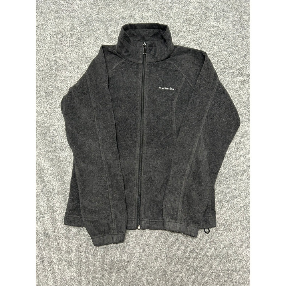 Columbia Fleece Jacket Womens Size M Black Full Zip Mock Neck Outdoor Classic